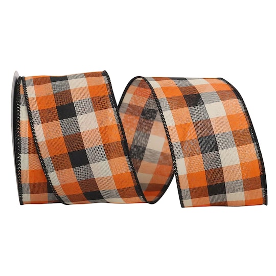JAM Paper 2.5" x 10yd. Wired Afternoon Tonal Plaid Ribbon